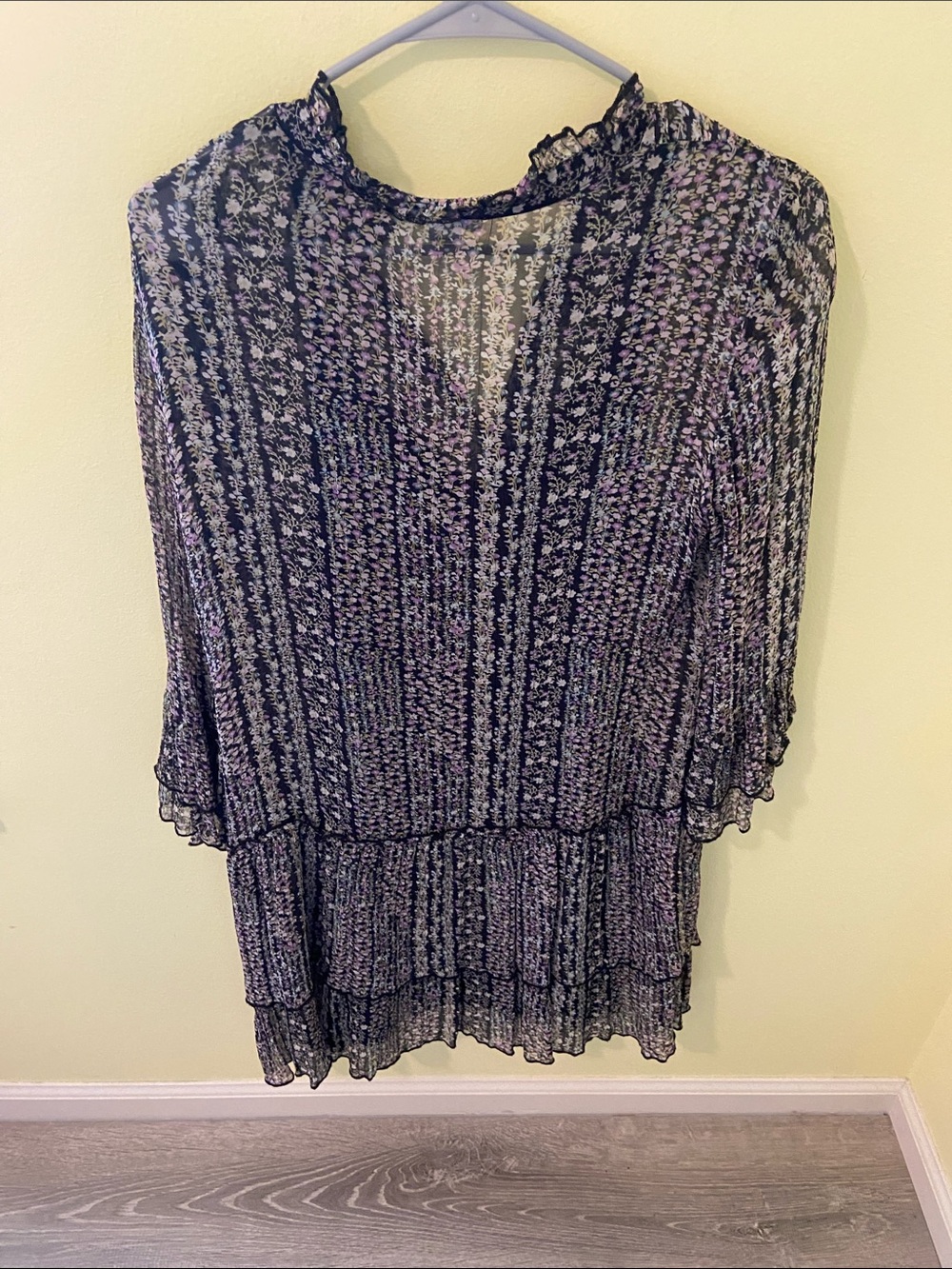 Sundance black and purple floral tiered dress - Picture 2 of 4